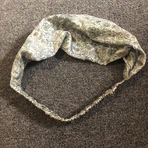 Beautiful silk headband white blue green paisley print bohemian boho fairy